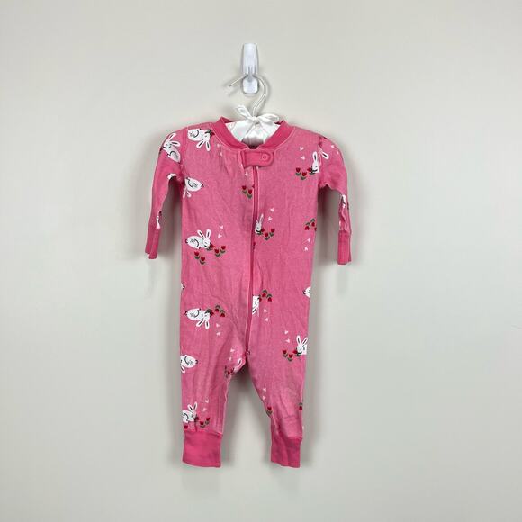 Hanna Andersson Pink Bunny Rabbit PJs 60 cm 6-9 Months - Picture 1 of 5